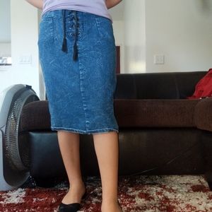 Denim midi skirt